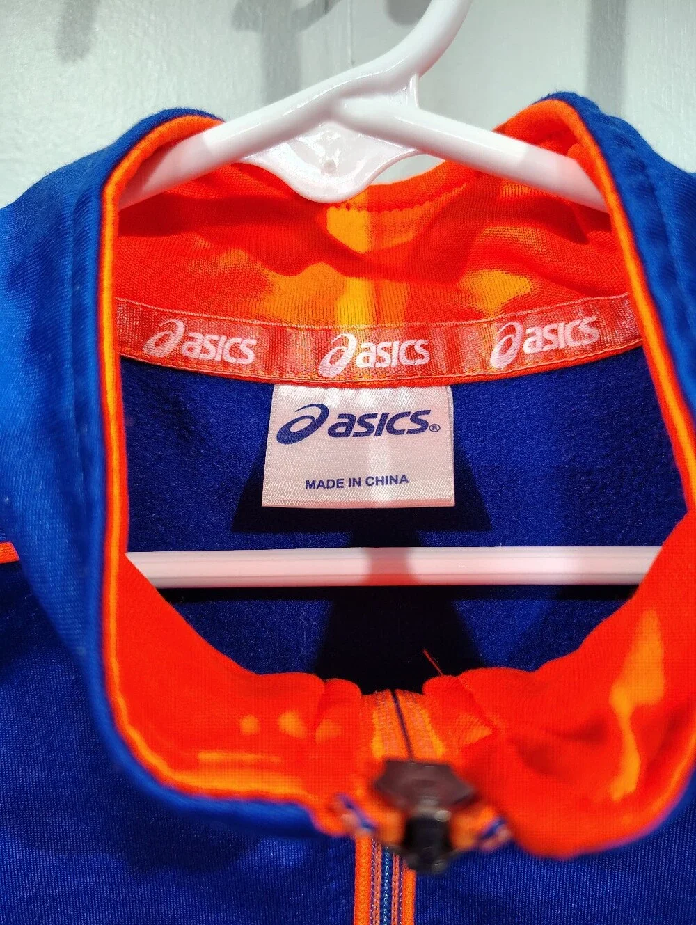 ASICS Quarter Zip Jacket Size 8 Royal Blue Orange Activewear
